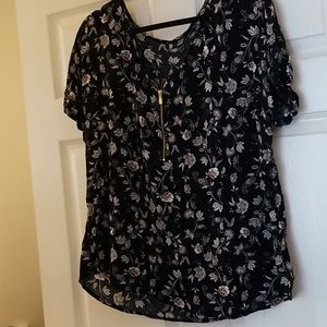 Loralette zip floral blouse